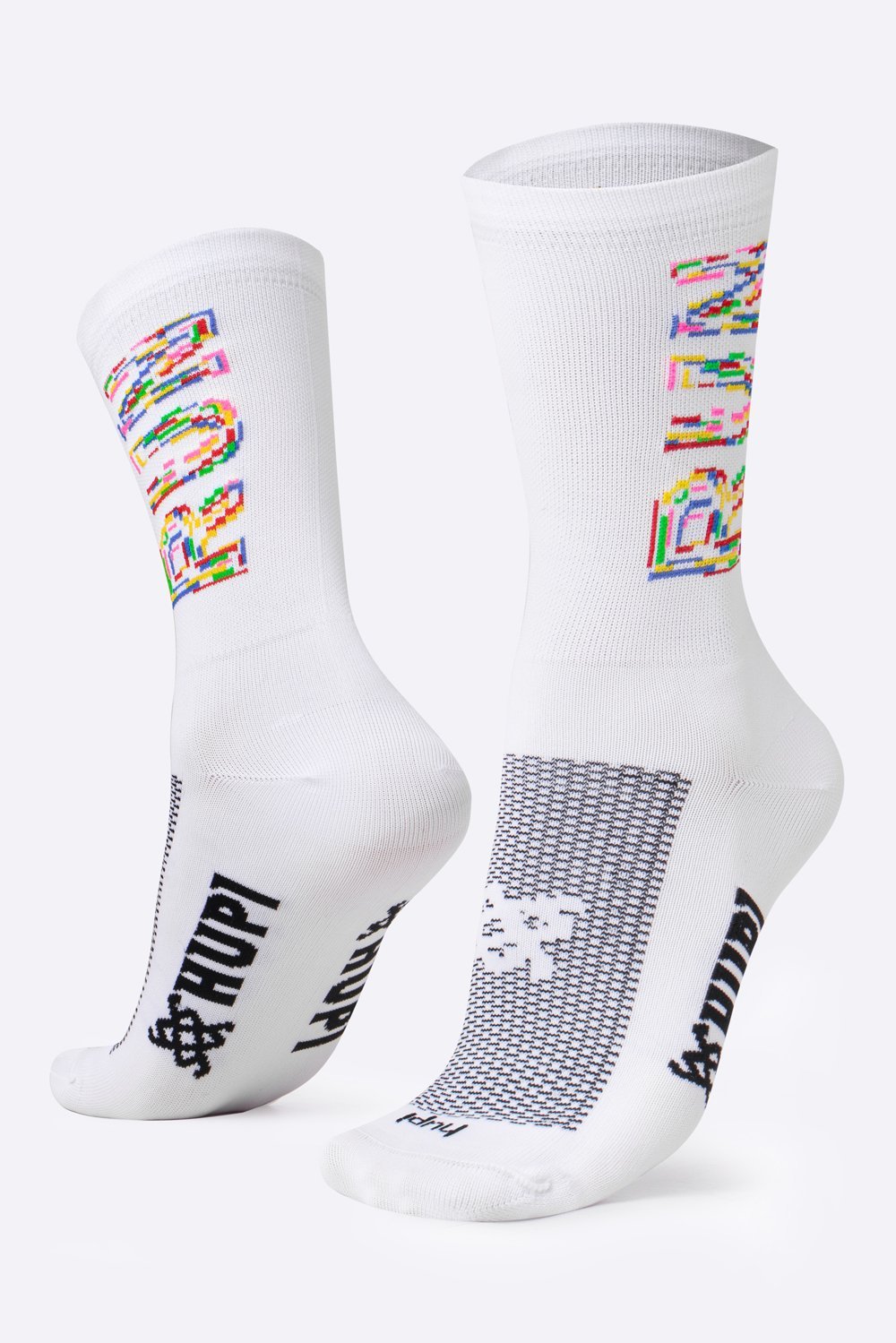 Meia para Corrida HUPI Run Colors Branca Cano Médio