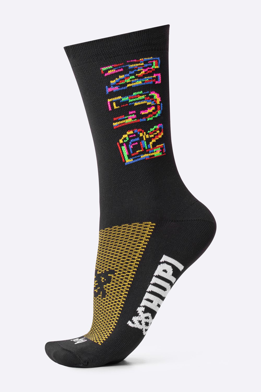 Meia para Corrida HUPI Run Colors Preto Cano Médio
