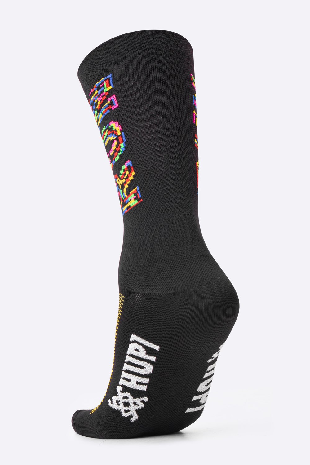 Meia para Corrida HUPI Run Colors Preto Cano Médio