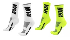 Kit 02 Pares Meia Corrida Hupi Run Tamanho 36-42 Branco e Amarelo
