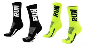 Kit 02 Pares Meia Corrida Hupi Run Tamanho 36-42 Preto e Amarelo