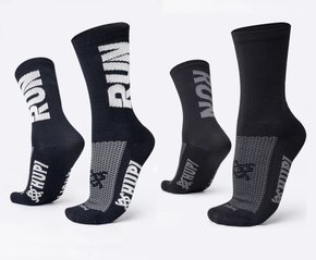Kit 02 Pares Meia Corrida Hupi Run Tamanho 36-42 Preto e Cinza