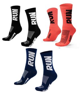 Kit 03 Pares Meia Corrida Hupi Run Cano Médio 36-42 Preto Laranja Azul