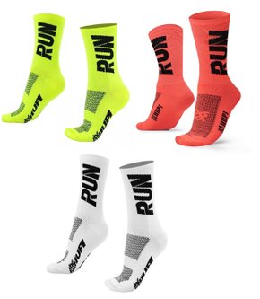 Kit 03 Pares Meia Corrida Hupi Run Cano Médio 36-42 Amarelo Laranja Branco