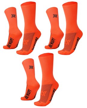 Kit 03 Pares Meia Corrida Hupi Cano Médio 36-42 Laranja Liso