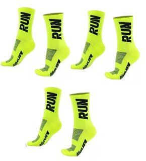 Kit 03 Pares Meia Corrida Hupi Run Cano Médio 36-42 Run Amarelo