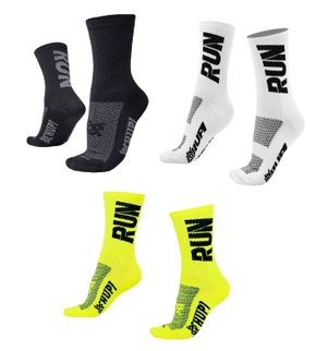 Kit 03 Pares Meia Corrida Hupi Run Cano Médio 36-42 Run Cinza Branco e Amarelo
