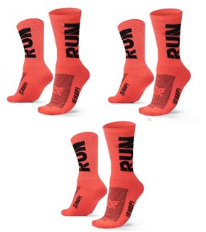 Kit 03 Pares Meia Corrida Hupi Run Cano Médio 36-42 Run Laranja