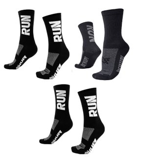 Kit 03 Pares Meia Corrida Hupi Run Cano Médio 36-42 Run Preto e Cinza