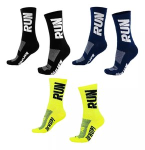 Kit 03 Pares Meia Corrida Hupi Run Preto Azul e Amarelo