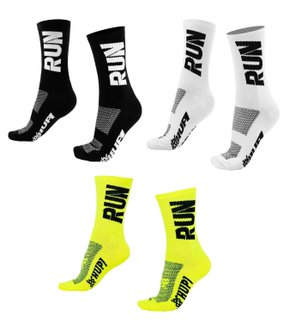 Kit 03 Pares Meia Corrida Hupi Run Preto Branco e Amarelo