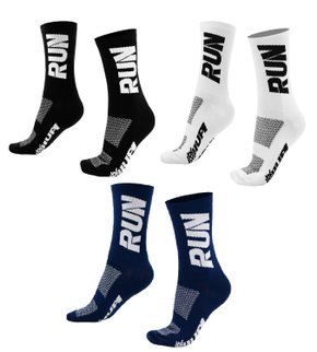 Kit 03 Pares Meia Corrida Hupi Run Preto Branco e Azul