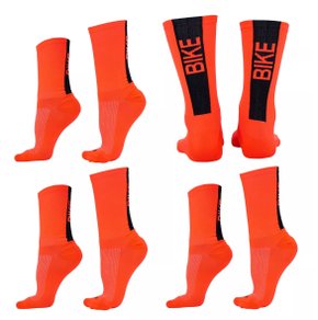 Kit 04 Pares Meia De Ciclismo Bike B.v. Promoção Laranja
