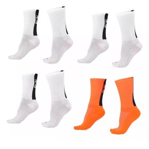 Kit 04 Pares Meia De Corrida Running B.v. Branca E Laranja