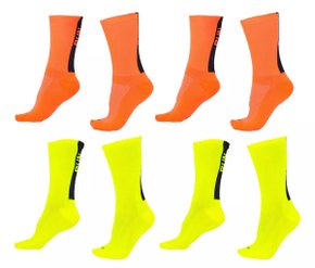 Kit 04 Pares Meia De Corrida Running B.v. Run Laranja E Amarelo