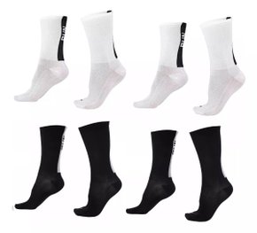 Kit 04 Pares Meia De Corrida Running B.v. Run Preto E Branco