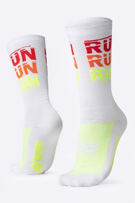 Meia de Corrida HUPI Run Run Run Branco Cano Médio 36-42