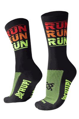 Meia de Corrida HUPI Run Run Run Preto Cano Médio 36-42