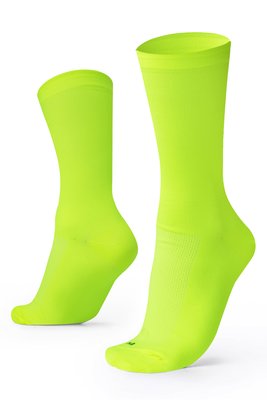 Meia Para Corrida Ciclismo Esportiva B.V. Cano Médio Unissex Lisa Amarelo Neon