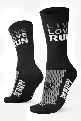 Meia para Corrida HUPI Live Love Run Preta Cano Médio